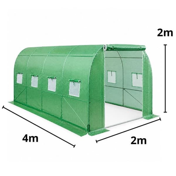 Polytunnel växthus 4,5x2x2 m 9 m² PE 140 g UV4 8 fönster