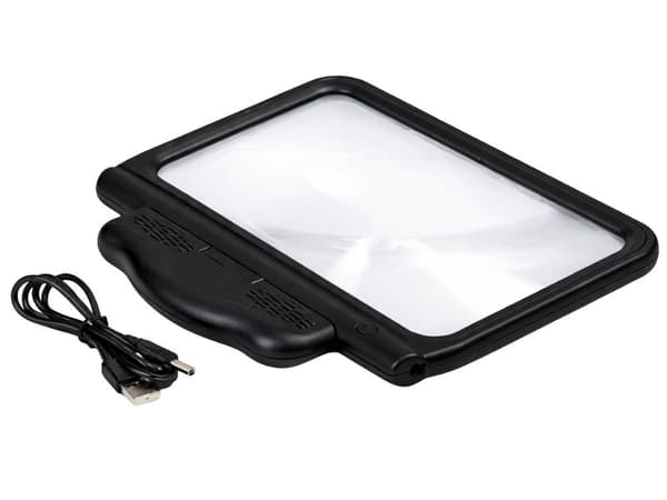 Handhållet förstoringsglas 2,5x med 48 LED och USB vit/svart