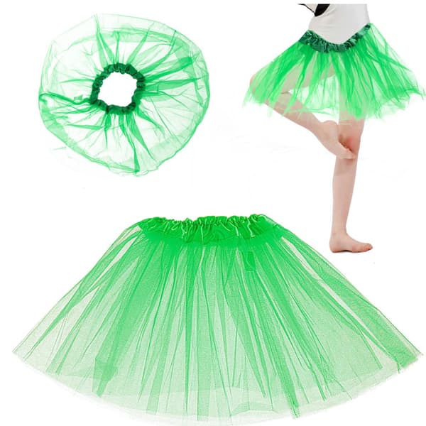 Tyllkjol tutu barn grön 3-lager med elastisk midja 29 cm Grön