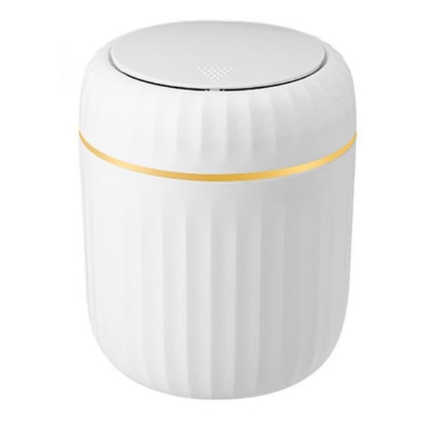 Mini soptunna med trycklock i plast 16,5x13x13 cm vit