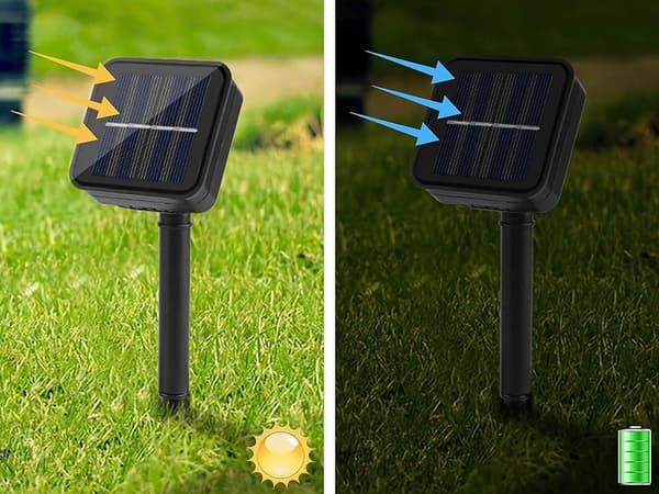 Solcelledrevet lyskæde 20 LED multicolor 4,5 m, 8 lysindstillinger