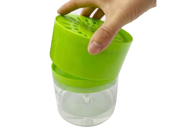 Sæbedispenser med opvaskesvamp 500 ml grøn plast 12x11 cm