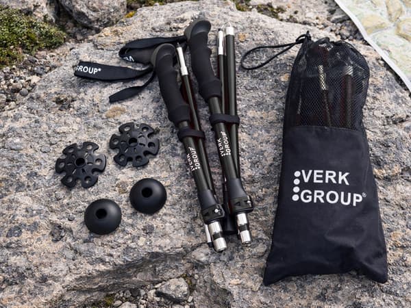 Sammenklappelige trekkingstænger aluminium anti-shock 2-pak sort