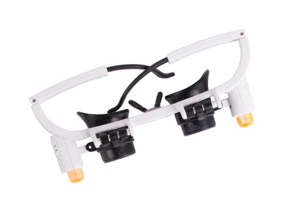 Pannlupp med LED 6 linser 6x/10x/25x inkl batterier svart/vit