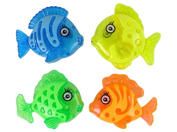 Magnetisk fiskespil til badekar med fiskestang, 4 fisk, 3+ år