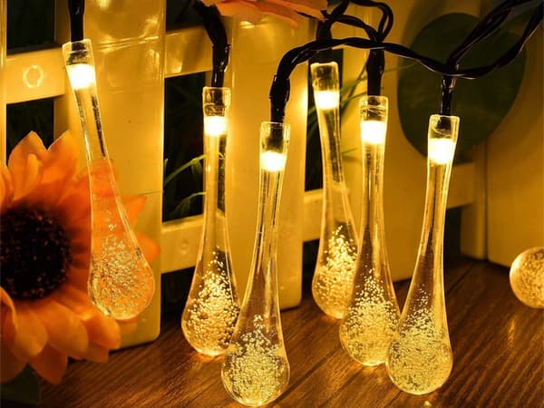 Solcellsdriven LED-ljusslinga istappar 20 LED varmvit 4 m