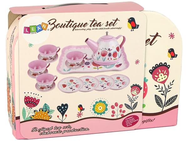 Kaffe- og teservice legetøj i kuffert 18 dele pink, 3+ år