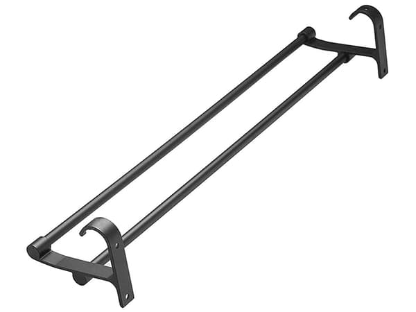 Dobbelt håndklædeholder vægmonteret sort 2 arme 24 cm