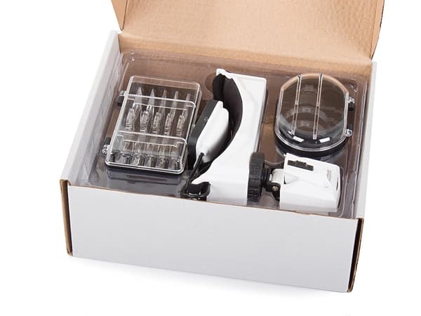 Pandelup med LED 8 linser 1–20x sort/hvid, 2 LED, universal