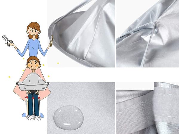 Hårklipningskrave universal med velcrolukning polyester sølv Ø56 cm