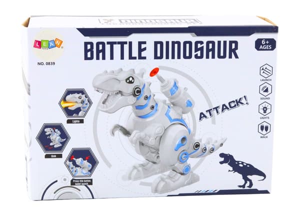 Robotdinosaurie med dartkaster, lys og lyd, 22,5 cm, 6+