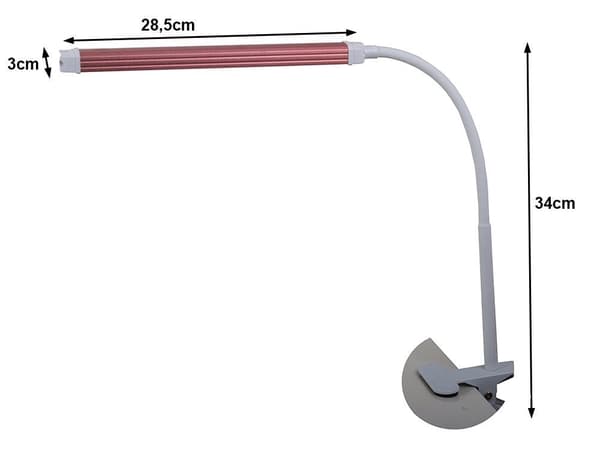 Skrivebordslampe LED med klemme USB 24 LED hvid/rosa