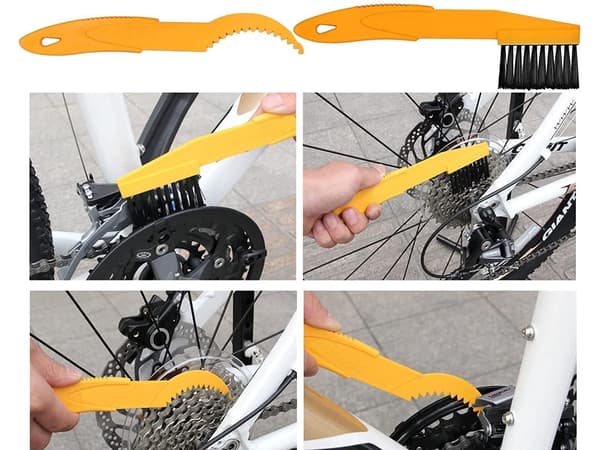 Cykelrensekit 7 dele med kæderensbørste, dækbørste & mikrofiberhandske