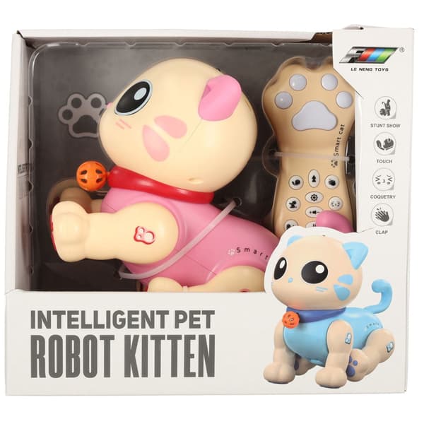 Fjärrstyrd interaktiv kattleksak robot rosa 18 cm med fjärrkontroll