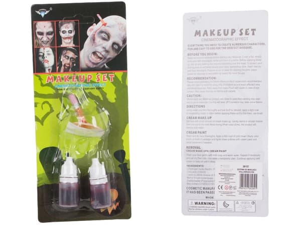 Halloween sminkkit fejkad sårskada med blodpenna och 2 blodflaskor