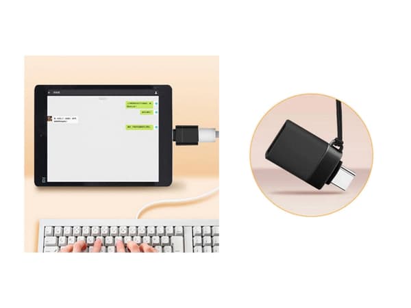 USB-C–USB-A 3.0 OTG-adapteri musta 1,5x3 cm nauhalla