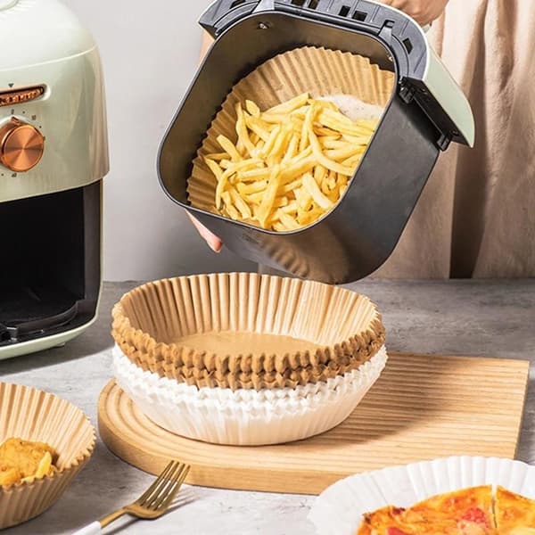 100st Engångspapper Pergamentformar för Air Fryer - Enkel och Vit