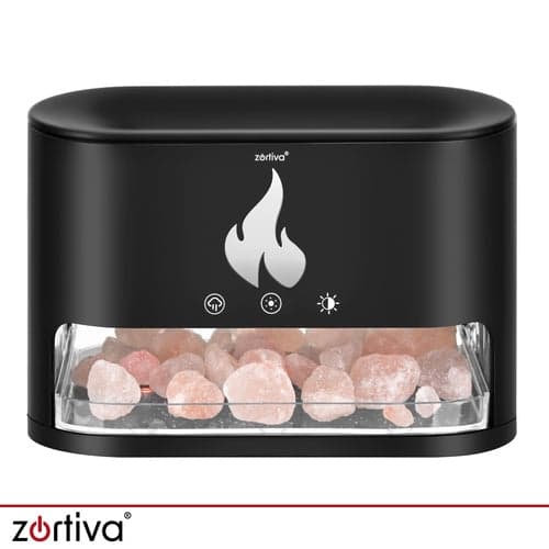 Aromadiffuser luftfuktare 250 ml med LED-ljus eldstadseffekt svart