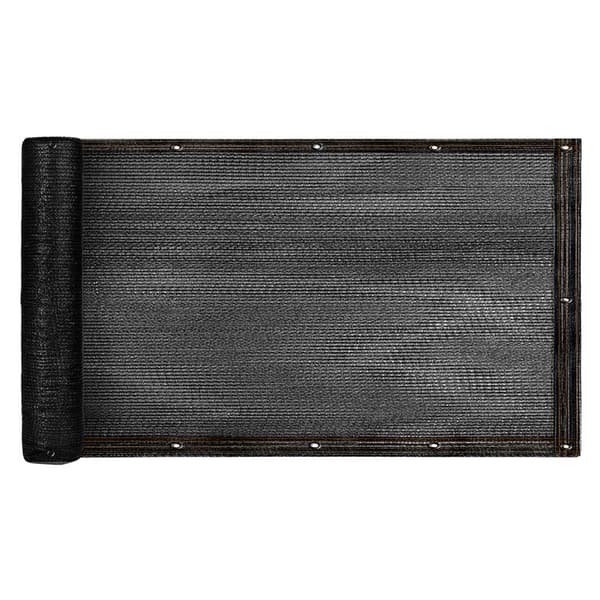 Balkonskærm læhegn i PVC-net sort 105x700 cm med kabelbindere