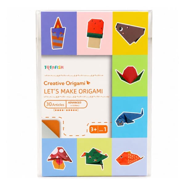 Origami-sæt til børn 30 ark flerfarvede i notesformat 21,5 x 14 cm