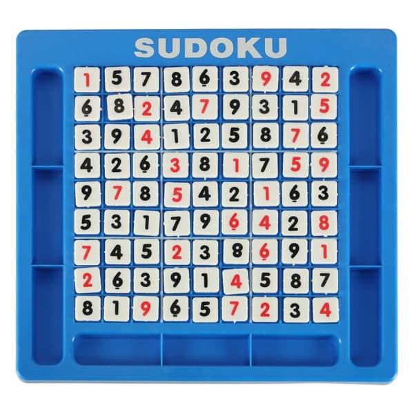 Sudoku logikspil i plast med spilleplade og 81 talklodser 3+