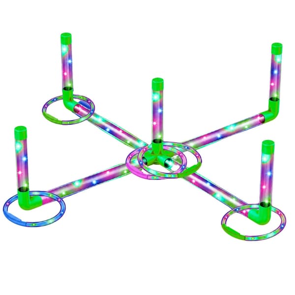 LED ringkastningsspil med 8 ringe og 5 stolper, 3 lysindstillinger
