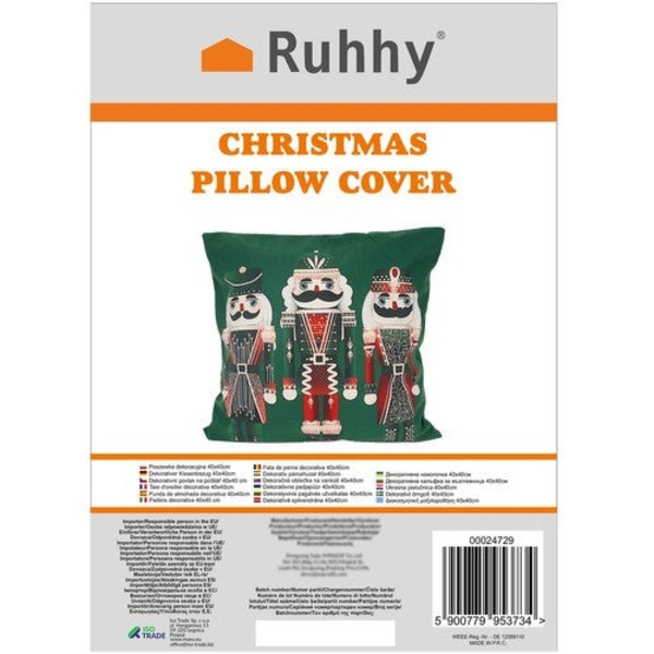 Pudebetræk plys julemotiv nutcracker 40x40 cm polyester