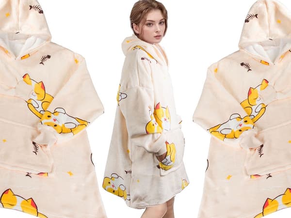 Torkkupeittomainen huppari teddyfleece oversize one size