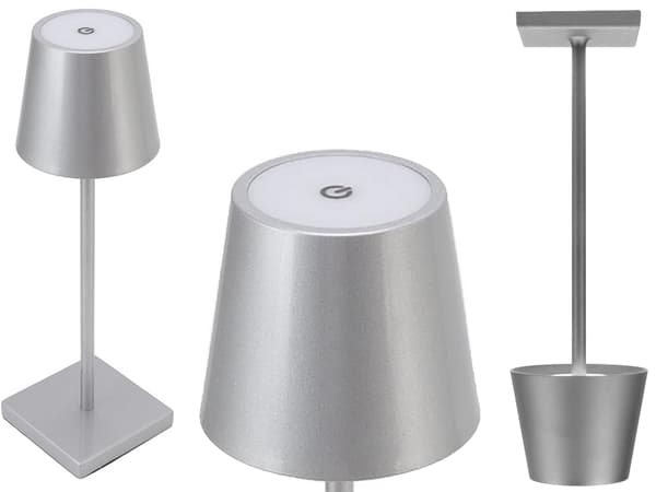 Bordslampa LED touch dimbar 3 ljuslägen silver 38 cm USB-C