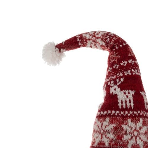 Juleelver flaskepose til vinflaske 55 cm rød/hvid polyester