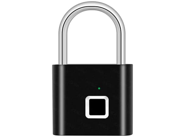 Hængelås med fingeraftryk USB-C genopladelig sort til taske/skab