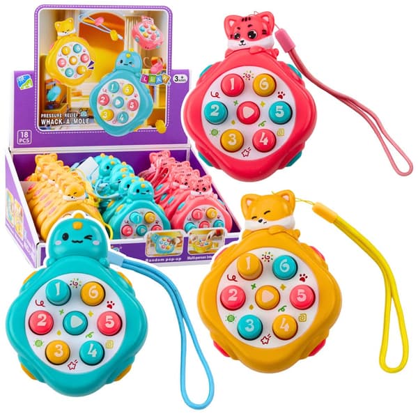 Mini Whack-A-Mole spil med knapper, håndledsrem, dyremotiv mix