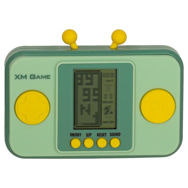 Handhållen retro spelkonsol grön med inbyggda spel, 2x AAA (ingår ej) Grön