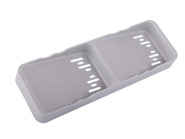 Bestikindsats til skuffe udtrækbar med 2 rum, grå plast 13x39,5 cm