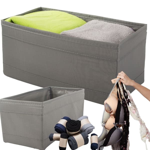 Opbevaringsorganisator undertøj/sokker grå polyester 28x14x13 cm