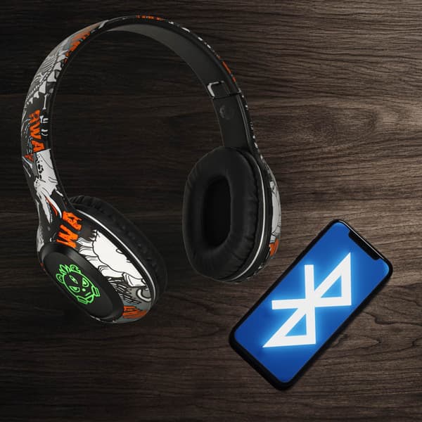Trådlösa over-ear hörlurar Bluetooth 3,5 mm RGB-belysning svart