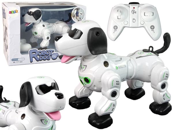 Fjernstyret robot-hund interaktiv med lysende øjne og dampeffekt 25 cm