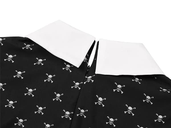Wednesday Addams klänning barnkostym svart/vit 135–145 cm polyester