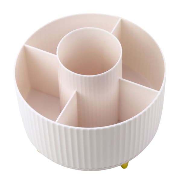 Makeup-organisator 360° roterende med 5 rum, ABS-plast, Ø14 cm