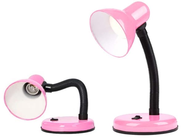 Skrivebordslampe rosa med justerbar arm E27 max 40W