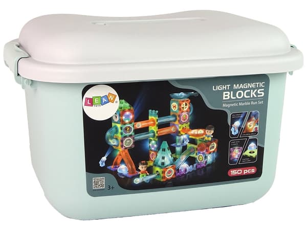 Magnetisk kuglebane med LED-lysende kugler 150 dele, 3+ år
