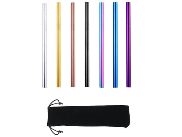 Metalsugerør rustfrit stål 8-pack (4 lige/4 bøjede) + 2 børster