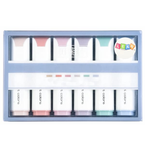 Mini overstregningspenne pastel 6-pak 7 cm skåret spids 0,5–4 mm