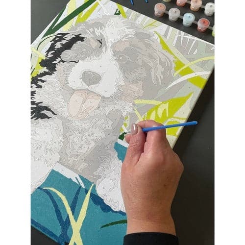 Måla efter nummer-set 40x30 cm canvas på ram med akrylfärg & 3 penslar