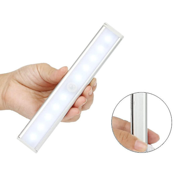 LED-skåpsbelysning med rörelse- och skymningssensor silver 19 cm
