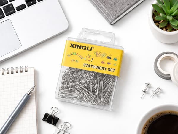 Metalliset paperiliittimet silver 70 st, 3,1x0,7 cm, box