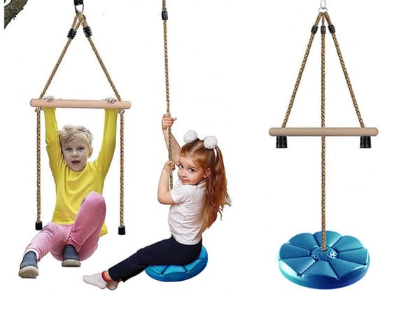 Havegynge rund blå Ø30 cm reb op til 190 cm maks. 75 kg