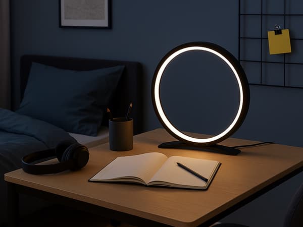 LED-pöytälamppu himmennettävä 3 värilämpötilaa USB musta Ø25 cm