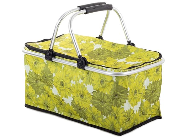 Termokurv foldbar 48x28x22 cm grøn blomster med lynlås