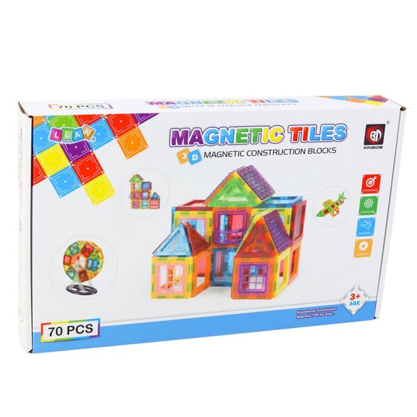 Magnetiska byggblock 70 delar i ABS-plast, byggset för barn 3+